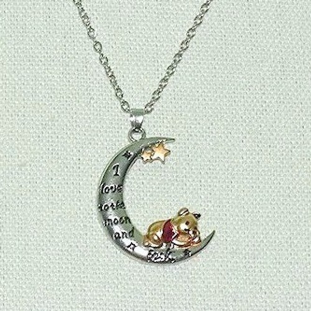 Necklace Winnie the Pooh Moon Silver Tone Lobster Clasp Charm New